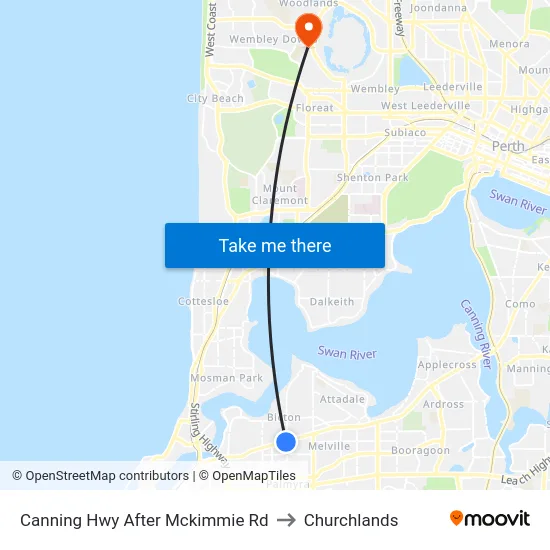 Canning Hwy After Mckimmie Rd to Churchlands map