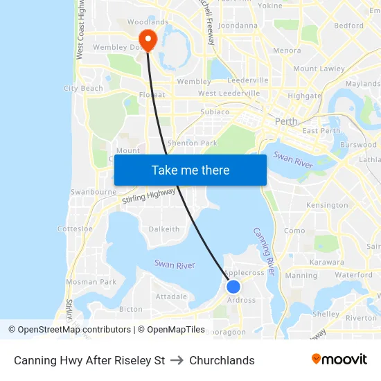 Canning Hwy After Riseley St to Churchlands map