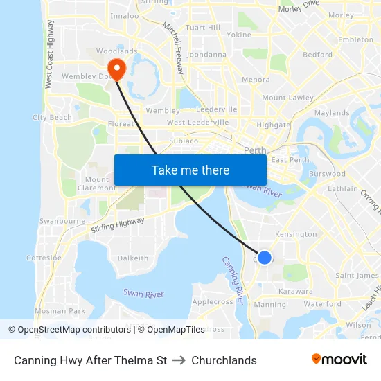 Canning Hwy After Thelma St to Churchlands map