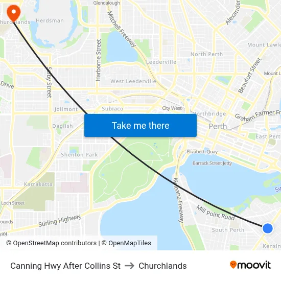 Canning Hwy After Collins St to Churchlands map