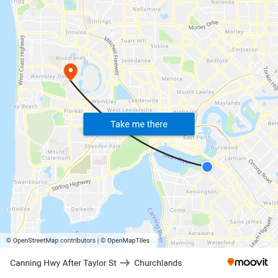 Canning Hwy After Taylor St to Churchlands map