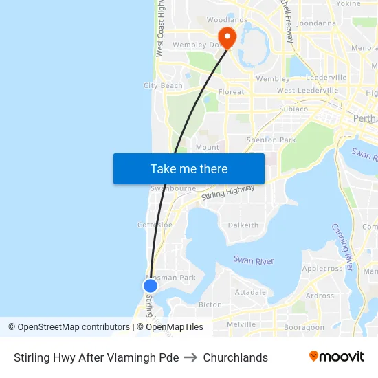 Stirling Hwy After Vlamingh Pde to Churchlands map