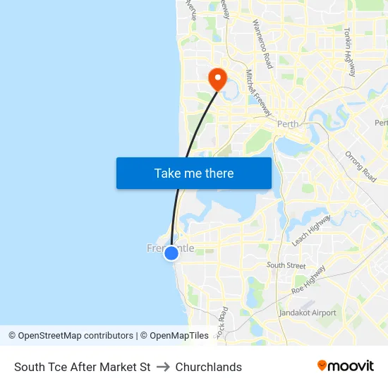 South Tce After Market St to Churchlands map