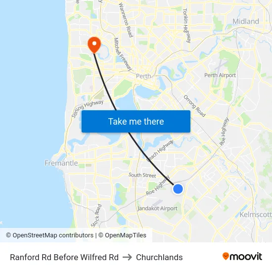 Ranford Rd Before Wilfred Rd to Churchlands map