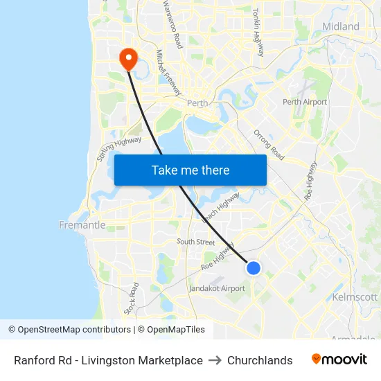 Ranford Rd - Livingston Marketplace to Churchlands map