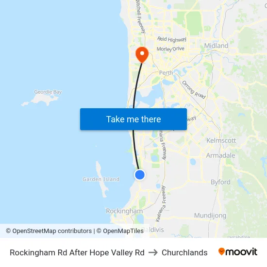 Rockingham Rd After Hope Valley Rd to Churchlands map