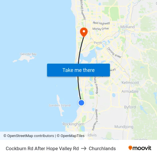 Cockburn Rd After Hope Valley Rd to Churchlands map