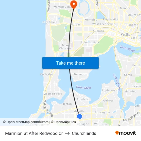 Marmion St After Redwood Cr to Churchlands map