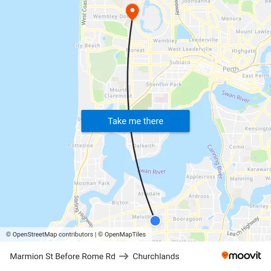 Marmion St Before Rome Rd to Churchlands map