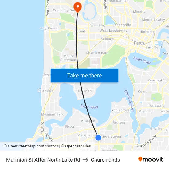 Marmion St After North Lake Rd to Churchlands map
