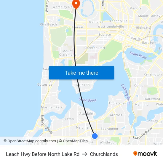 Leach Hwy Before North Lake Rd to Churchlands map