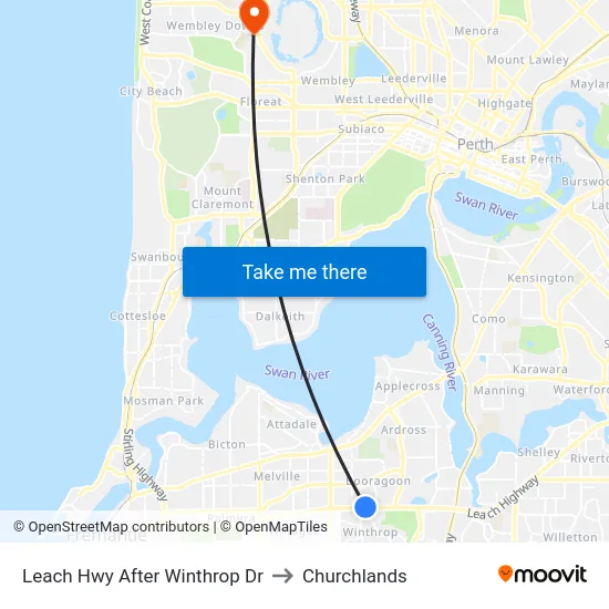 Leach Hwy After Winthrop Dr to Churchlands map