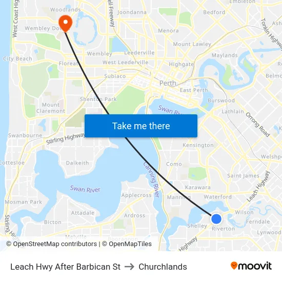 Leach Hwy After Barbican St to Churchlands map