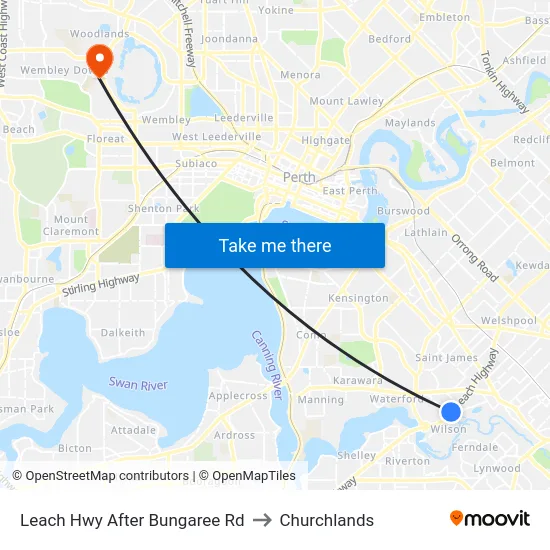 Leach Hwy After Bungaree Rd to Churchlands map