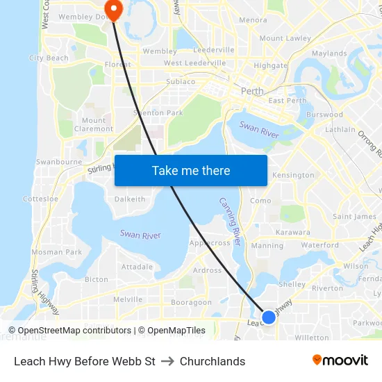 Leach Hwy Before Webb St to Churchlands map