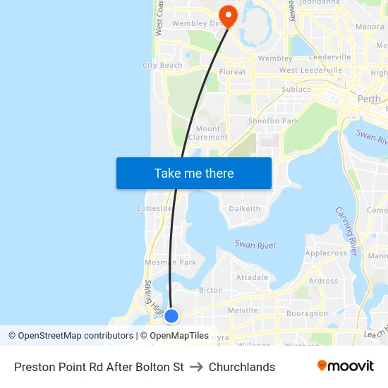 Preston Point Rd After Bolton St to Churchlands map