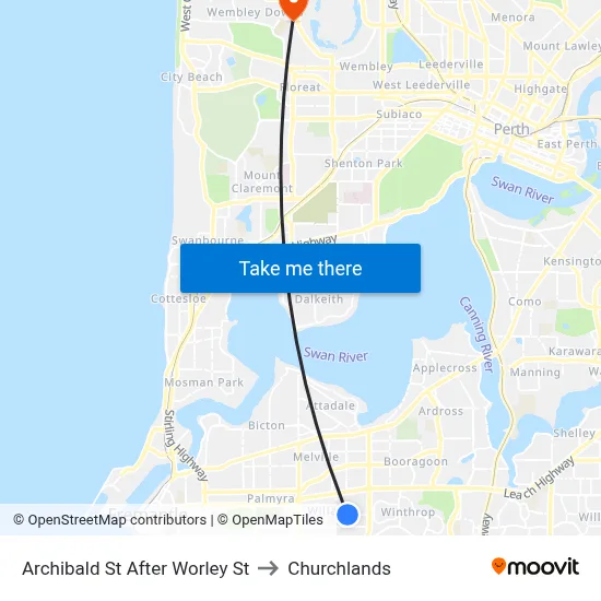Archibald St After Worley St to Churchlands map