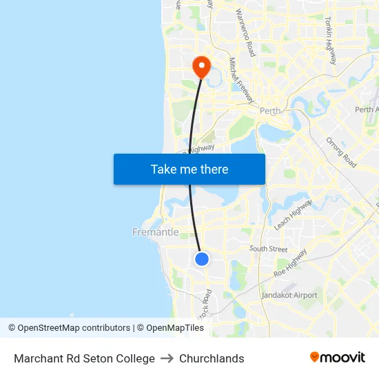 Marchant Rd Seton College to Churchlands map