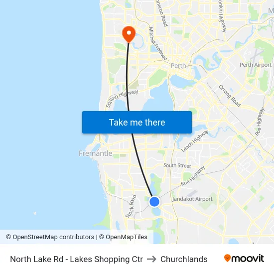 North Lake Rd - Lakes Shopping Ctr to Churchlands map