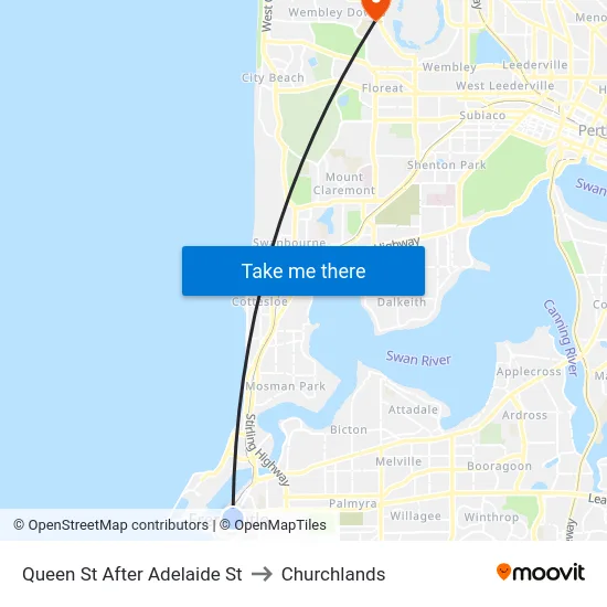 Queen St After Adelaide St to Churchlands map