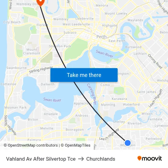 Vahland Av After Silvertop Tce to Churchlands map