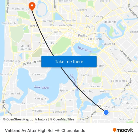Vahland Av After High Rd to Churchlands map