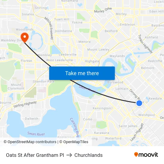 Oats St After Grantham Pl to Churchlands map