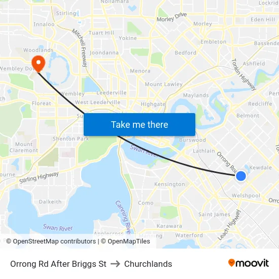 Orrong Rd After Briggs St to Churchlands map