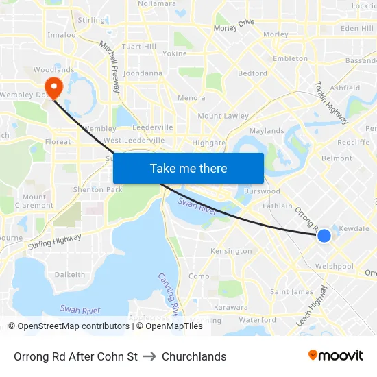 Orrong Rd After Cohn St to Churchlands map