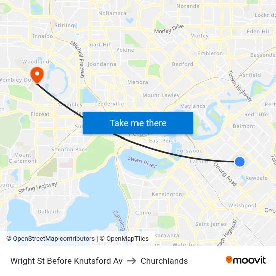 Wright St Before Knutsford Av to Churchlands map