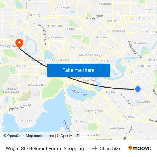 Wright St - Belmont Forum Shopping Ctr to Churchlands map