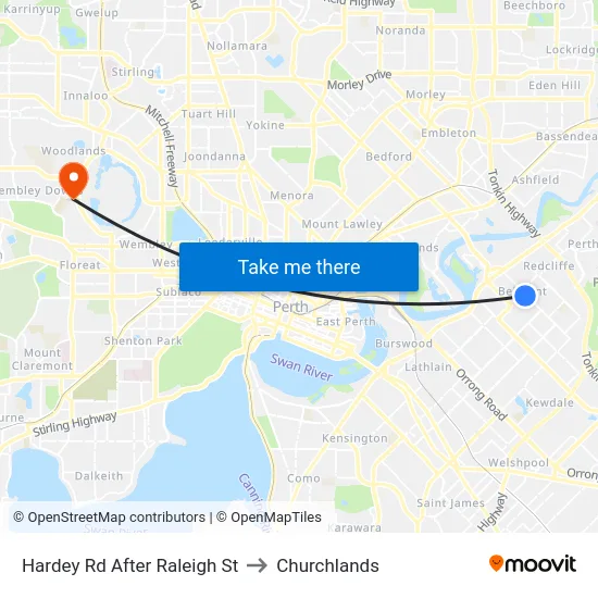 Hardey Rd After Raleigh St to Churchlands map