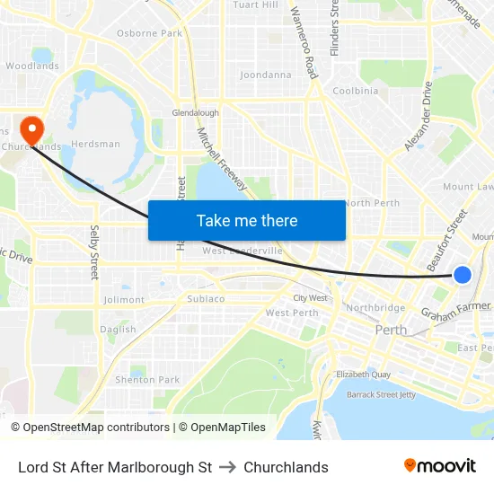 Lord St After Marlborough St to Churchlands map
