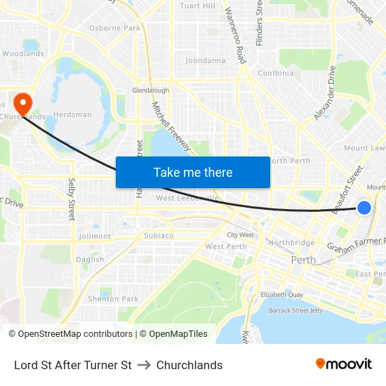 Lord St After Turner St to Churchlands map
