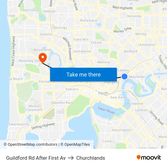 Guildford Rd After First Av to Churchlands map