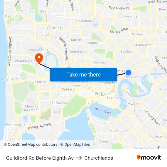 Guildford Rd Before Eighth Av to Churchlands map