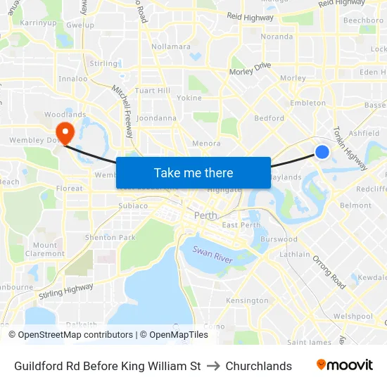 Guildford Rd Before King William St to Churchlands map