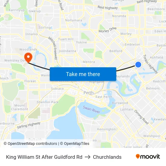 King William St After Guildford Rd to Churchlands map