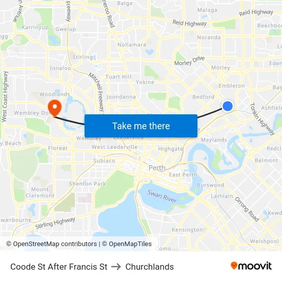 Coode St After Francis St to Churchlands map