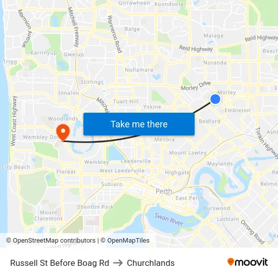 Russell St Before Boag Rd to Churchlands map
