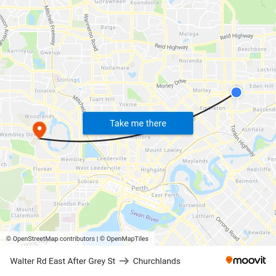 Walter Rd East After Grey St to Churchlands map