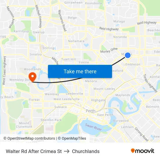 Walter Rd After Crimea St to Churchlands map