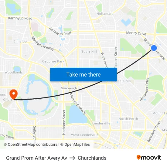 Grand Prom After Avery Av to Churchlands map