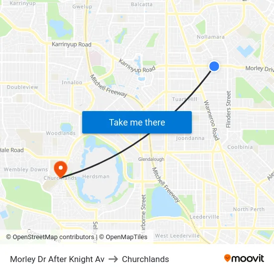 Morley Dr After Knight Av to Churchlands map