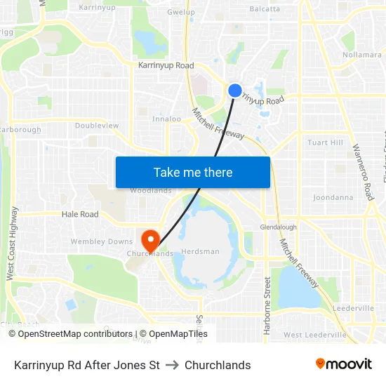 Karrinyup Rd After Jones St to Churchlands map