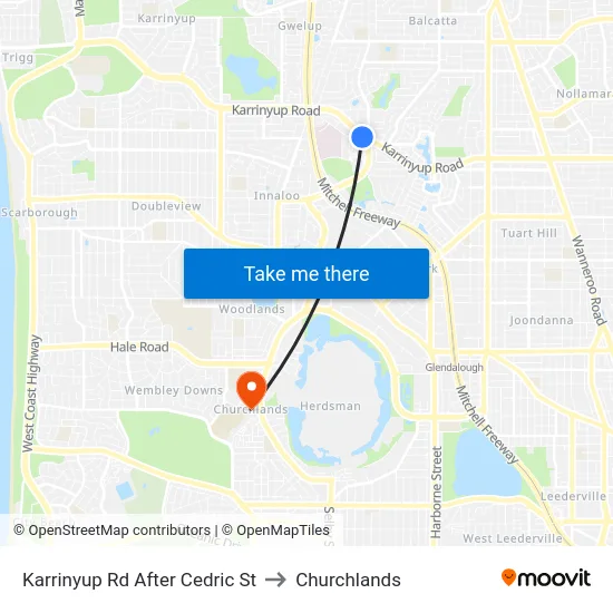 Karrinyup Rd After Cedric St to Churchlands map