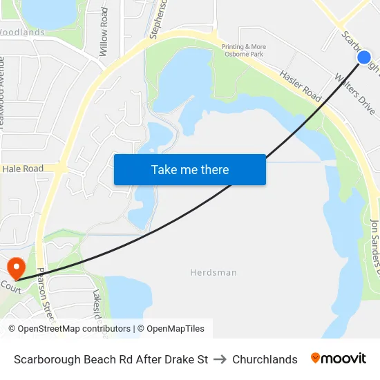 Scarborough Beach Rd After Drake St to Churchlands map