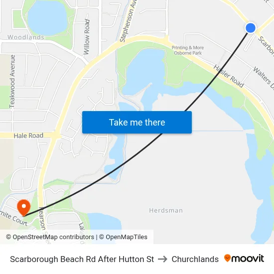 Scarborough Beach Rd After Hutton St to Churchlands map