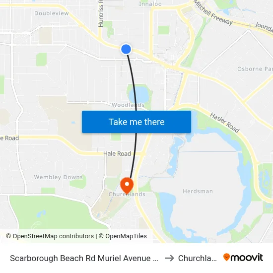 Scarborough Beach Rd Muriel Avenue Cat Id 8 to Churchlands map