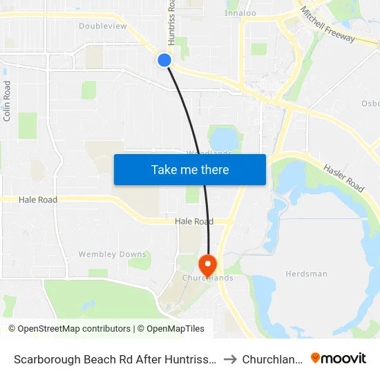 Scarborough Beach Rd After Huntriss Rd to Churchlands map